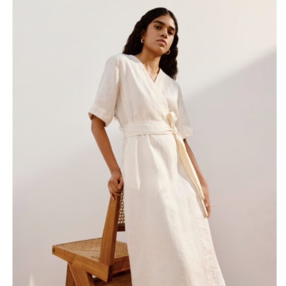 Everlane The Wrap Dress in Linen NWT - Picture 1 of 6